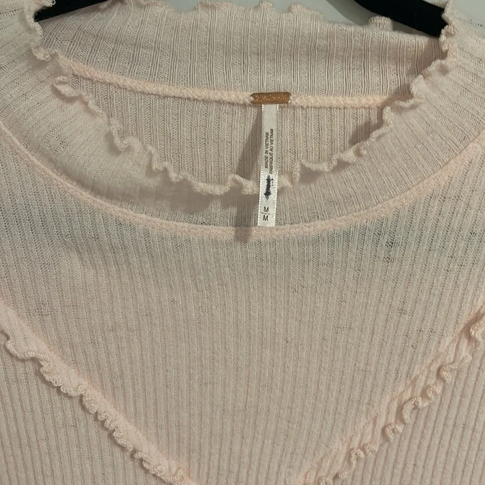 Free People Love Struck Ruffle Puff Sleeve Cotton Ribbed Knit Turtleneck 💕 - Picture 5 of 6
